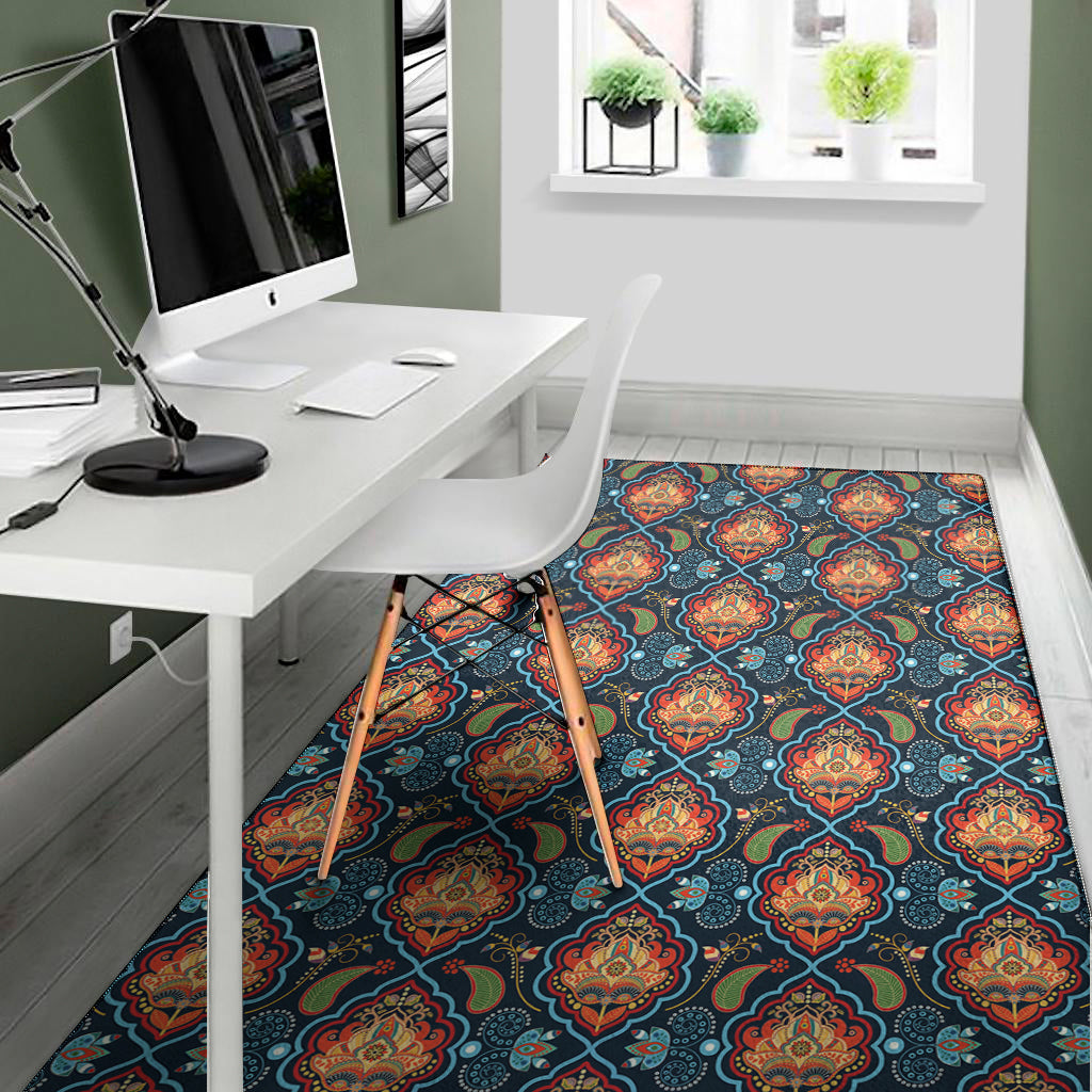 Indian Floral Paisley Pattern Print Area Rug
