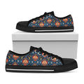 Indian Floral Paisley Pattern Print Black Low Top Sneakers