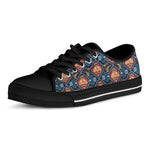 Indian Floral Paisley Pattern Print Black Low Top Shoes