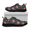 Indian Floral Paisley Pattern Print Black Sneakers