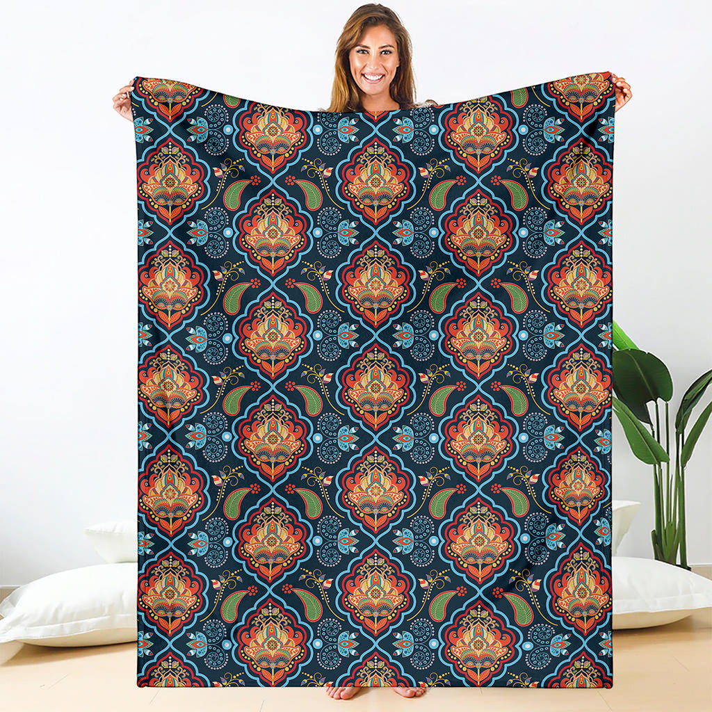 Indian Floral Paisley Pattern Print Blanket