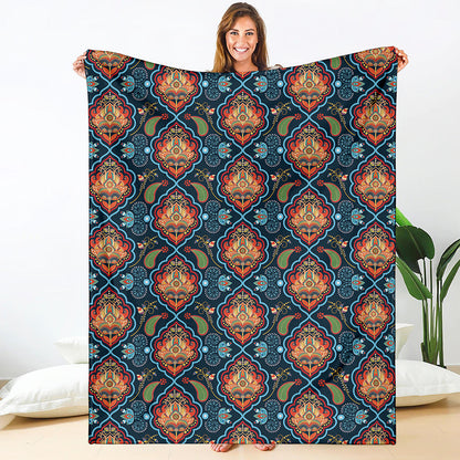 Indian Floral Paisley Pattern Print Blanket