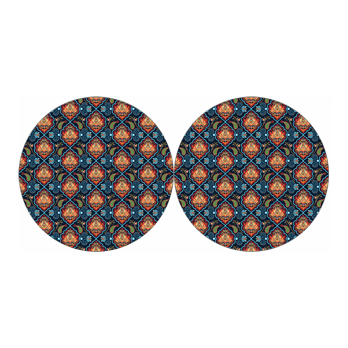 Indian Floral Paisley Pattern Print Car Coasters