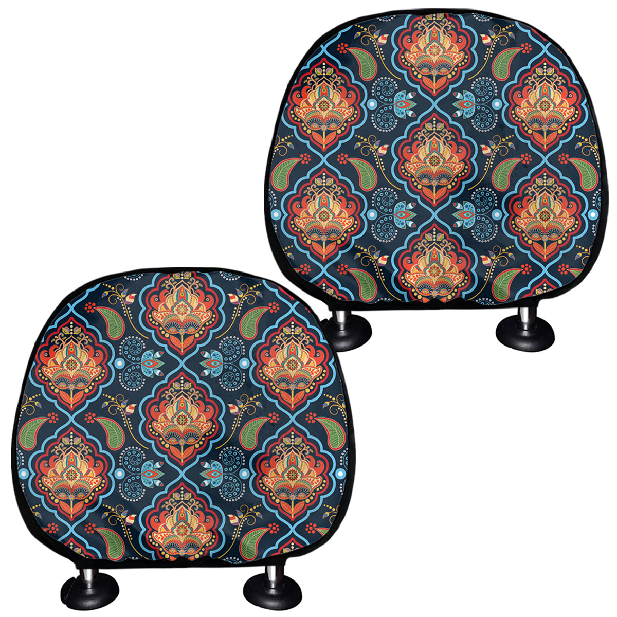 Indian Floral Paisley Pattern Print Car Headrest Covers