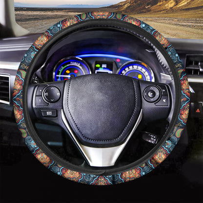 Indian Floral Paisley Pattern Print Car Steering Wheel Cover