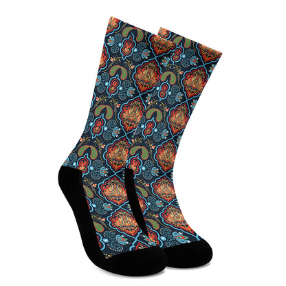 Indian Floral Paisley Pattern Print Crew Socks