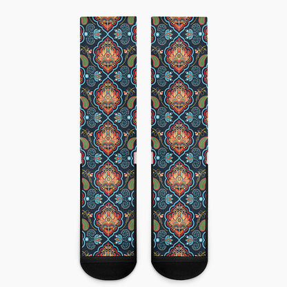 Indian Floral Paisley Pattern Print Crew Socks