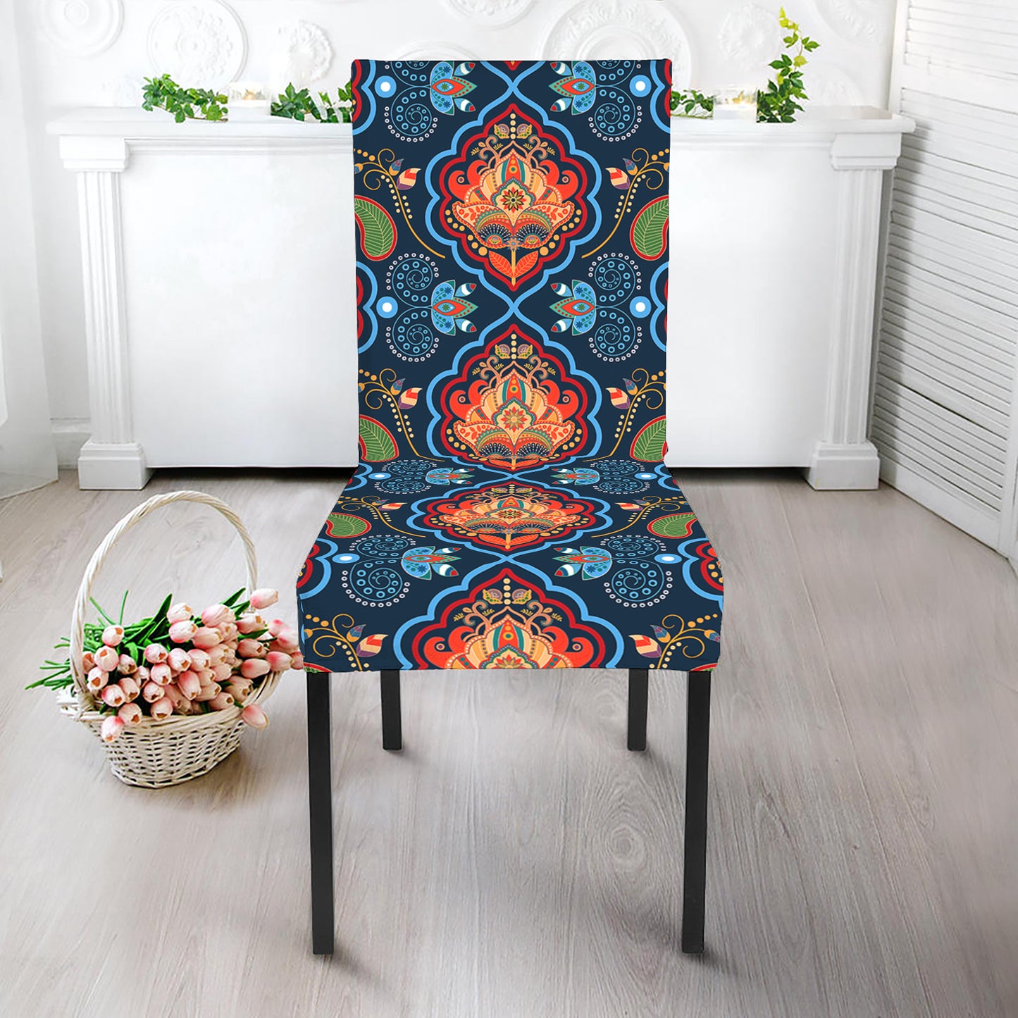 Indian Floral Paisley Pattern Print Dining Chair Slipcover