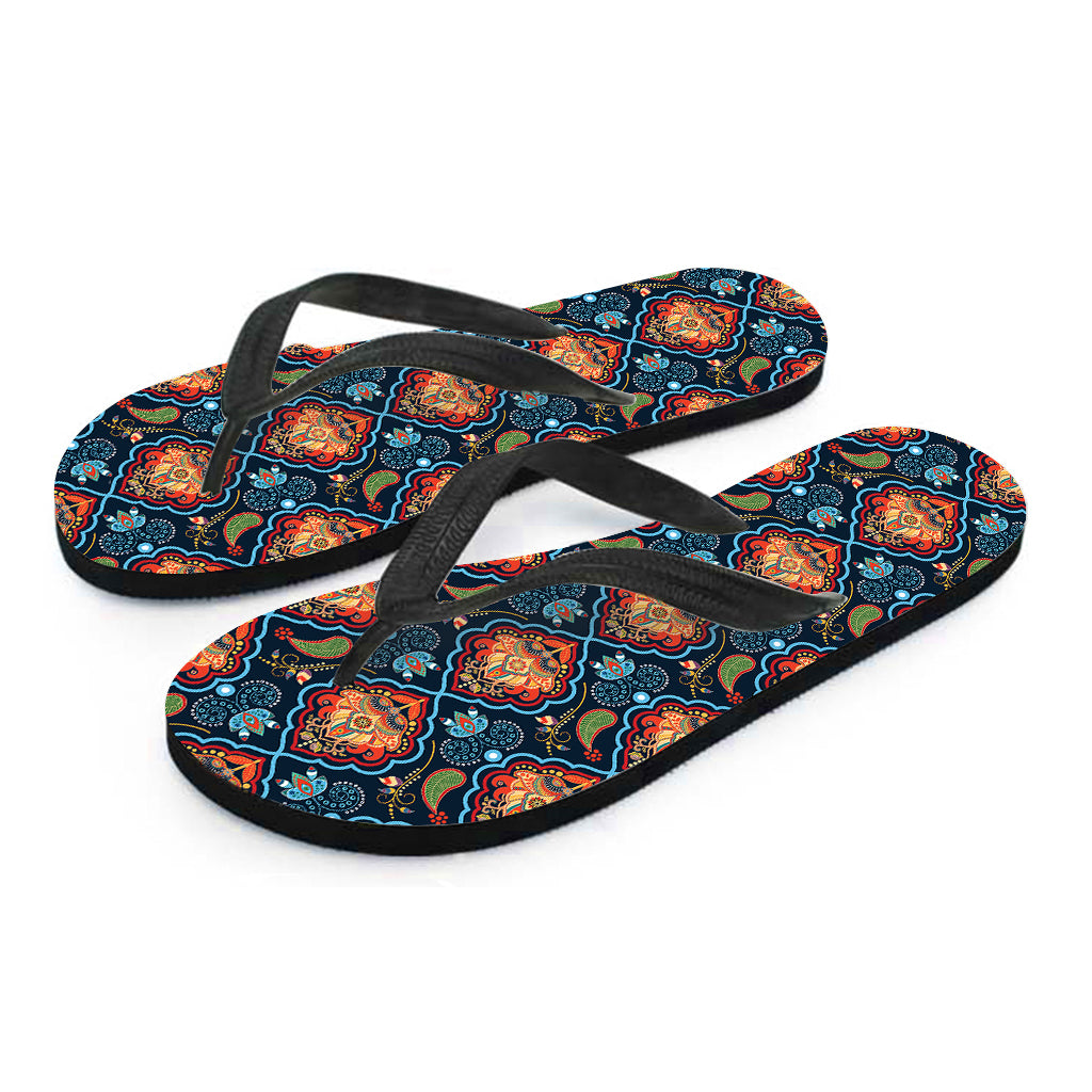 Indian Floral Paisley Pattern Print Flip Flops