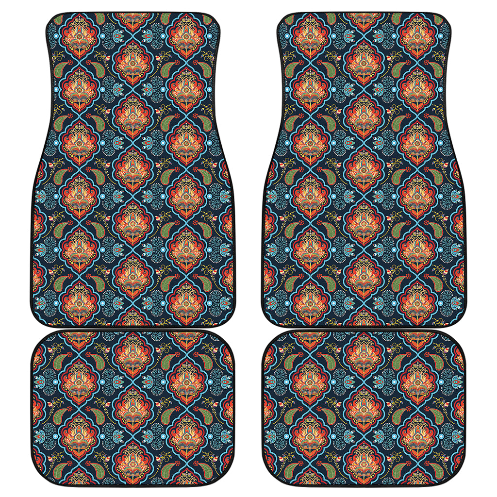 Indian Floral Paisley Pattern Print Front and Back Car Floor Mats
