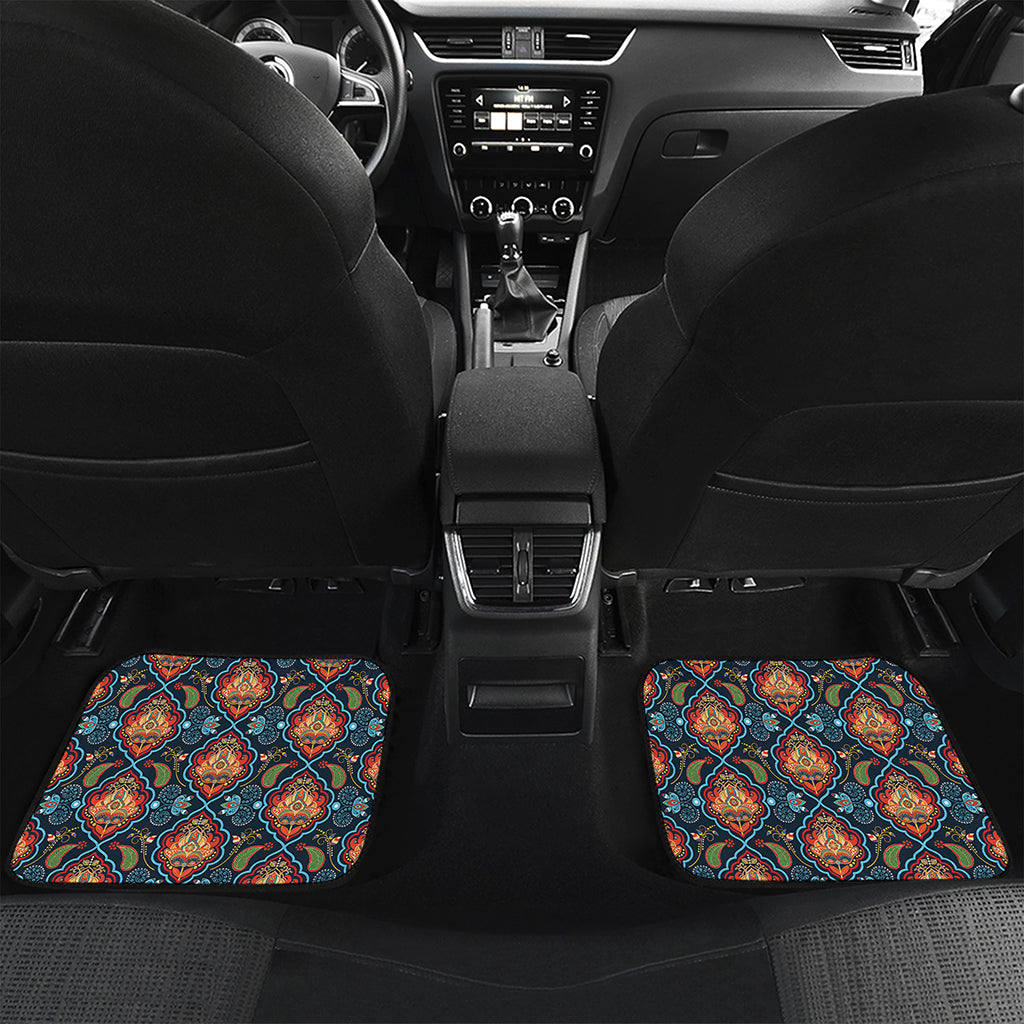 Indian Floral Paisley Pattern Print Front and Back Car Floor Mats