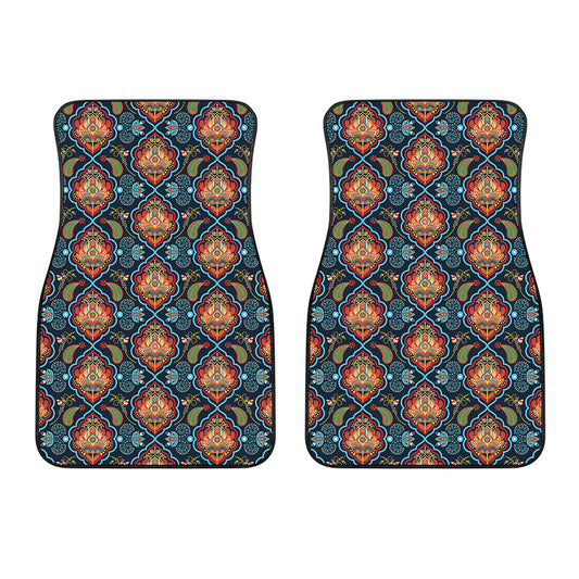 Indian Floral Paisley Pattern Print Front Car Floor Mats
