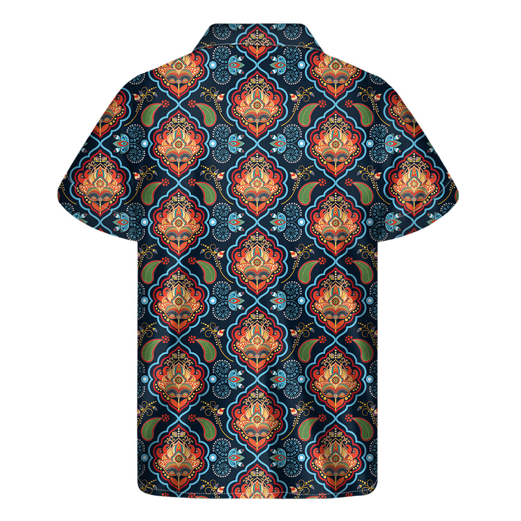 Indian Floral Paisley Pattern Print Men's Short Sleeve Shirt