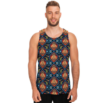 Indian Floral Paisley Pattern Print Men's Tank Top