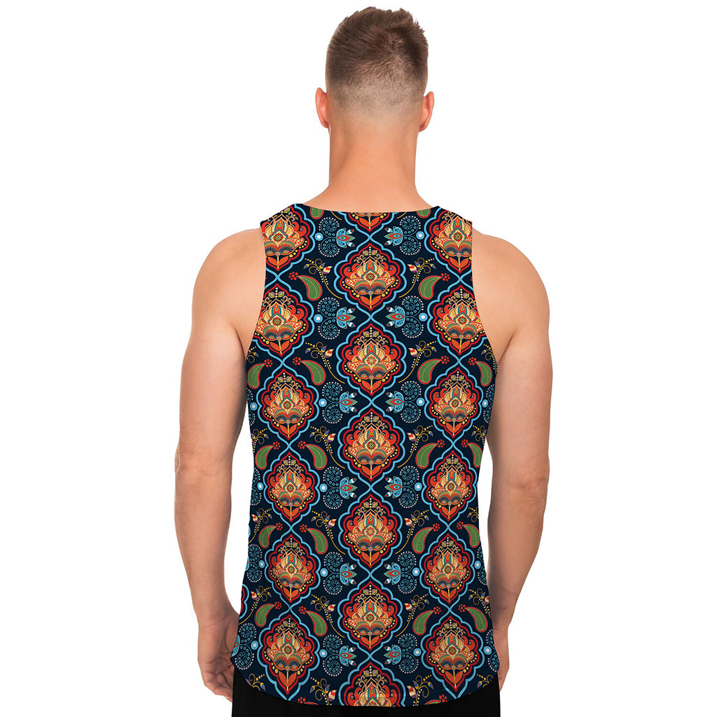Indian Floral Paisley Pattern Print Men's Tank Top