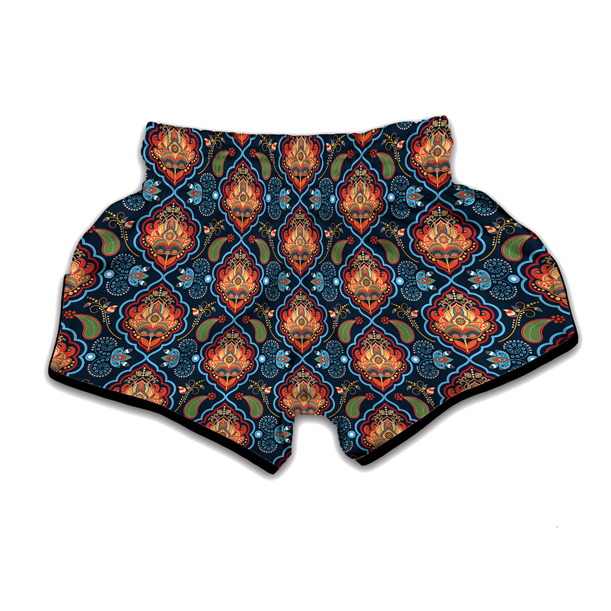 Indian Floral Paisley Pattern Print Muay Thai Boxing Shorts