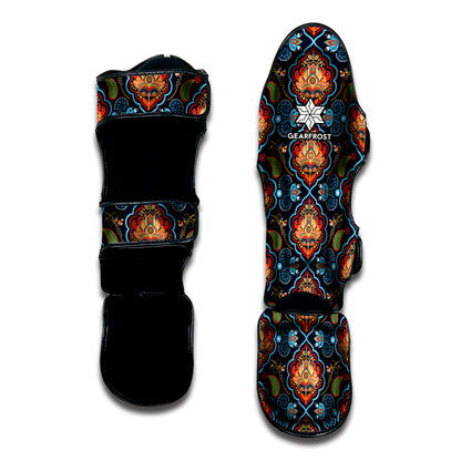 Indian Floral Paisley Pattern Print Muay Thai Shin Guard