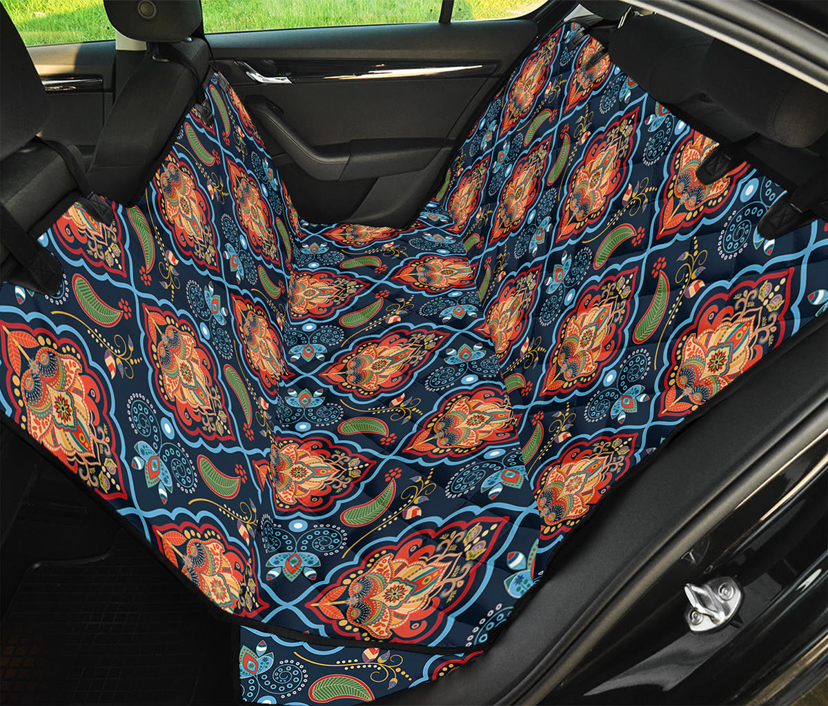 Indian Floral Paisley Pattern Print Pet Car Back Seat Cover