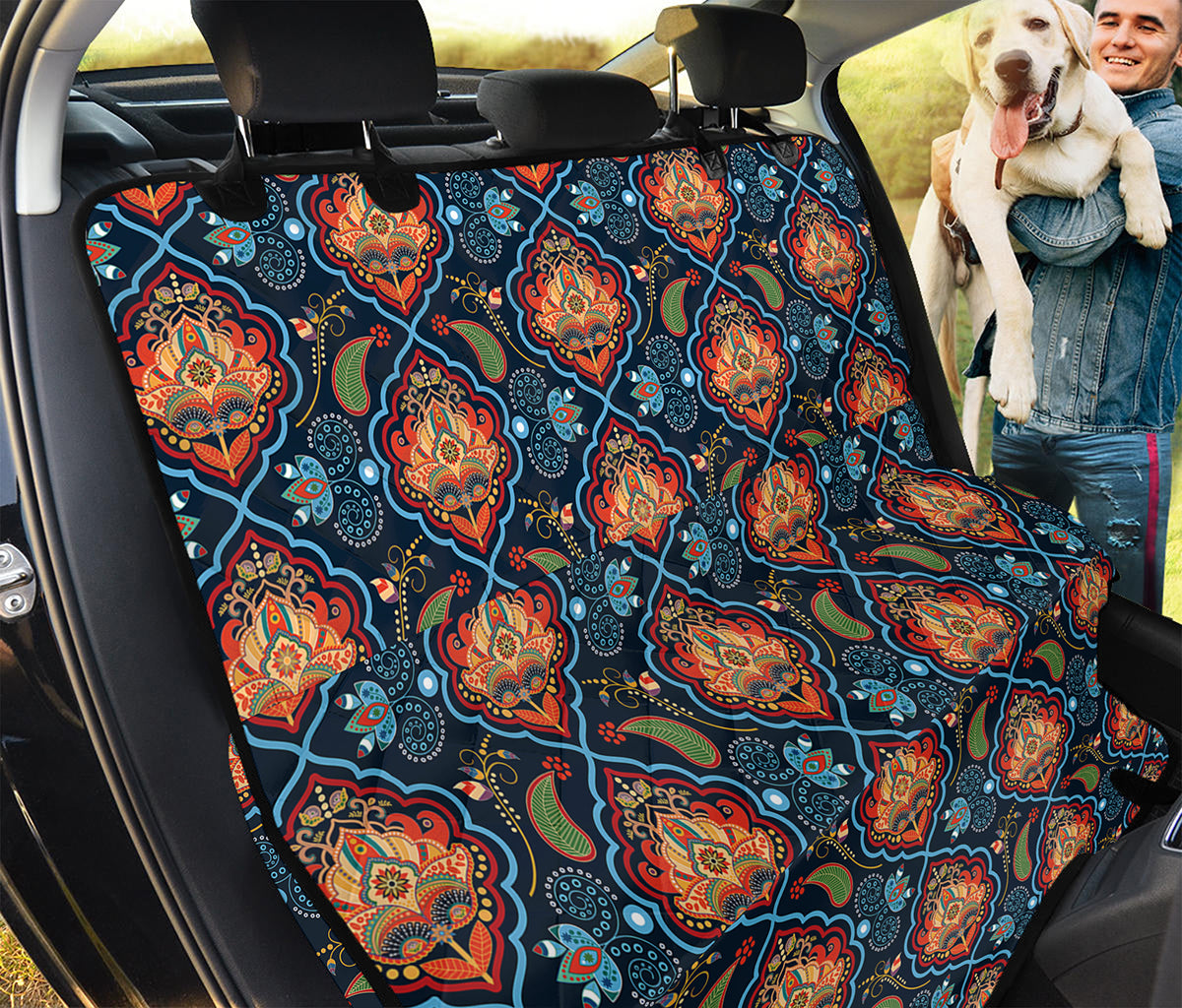 Indian Floral Paisley Pattern Print Pet Car Back Seat Cover