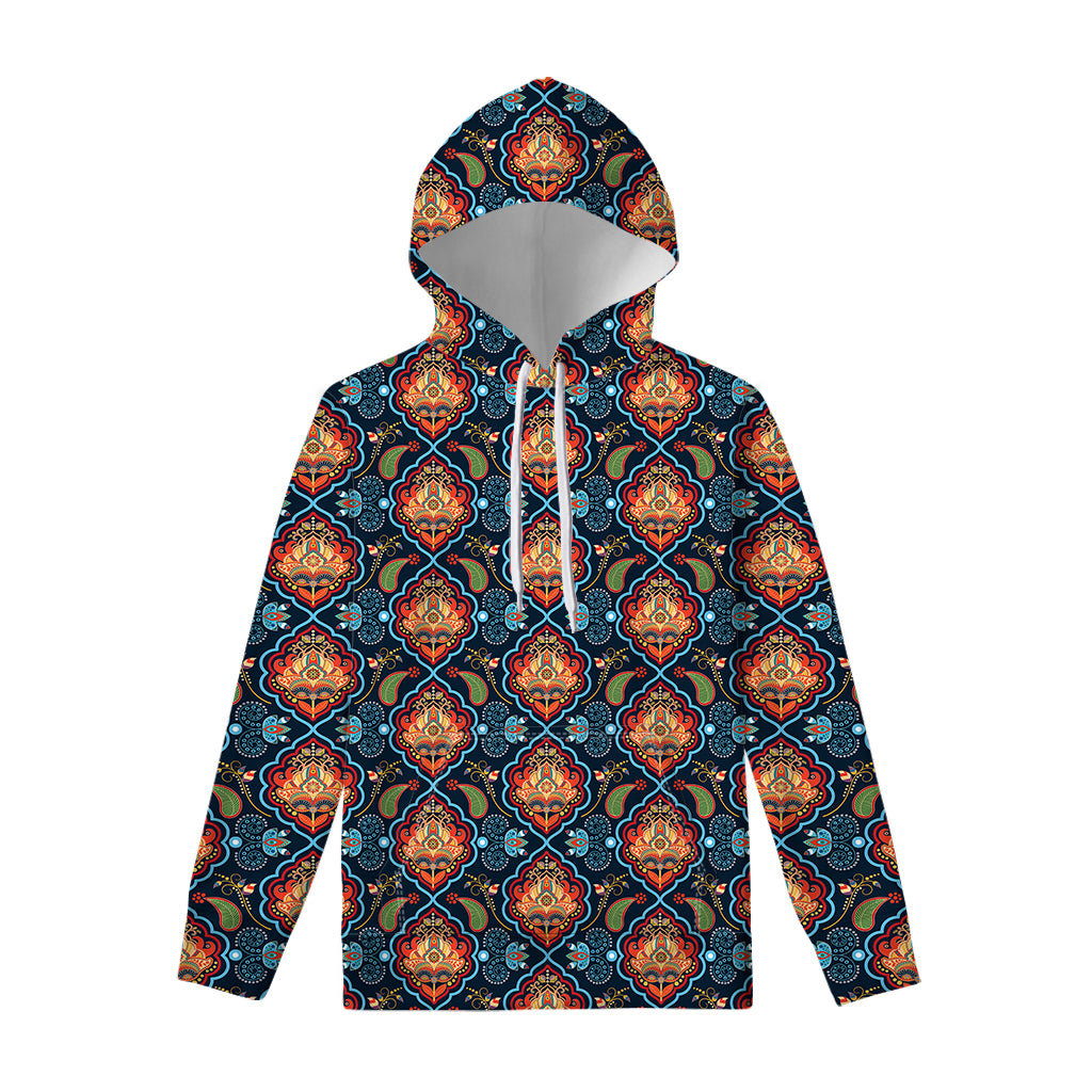 Indian Floral Paisley Pattern Print Pullover Hoodie