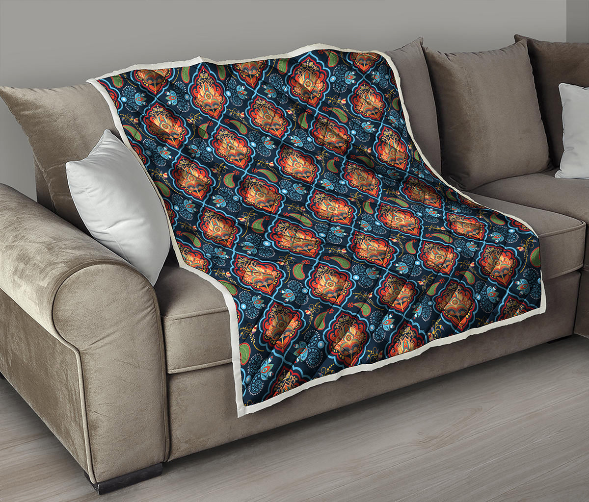 Indian Floral Paisley Pattern Print Quilt