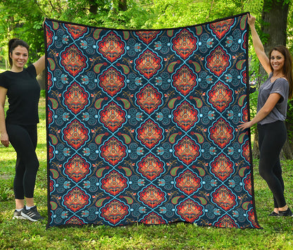 Indian Floral Paisley Pattern Print Quilt