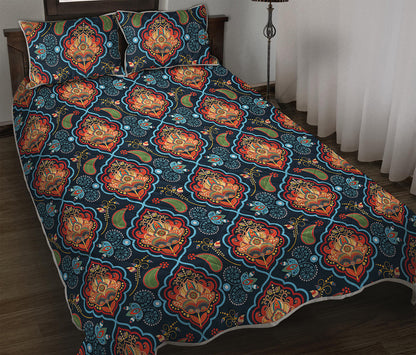 Indian Floral Paisley Pattern Print Quilt Bed Set