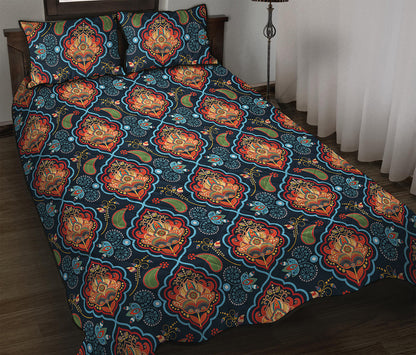 Indian Floral Paisley Pattern Print Quilt Bed Set