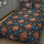 Indian Floral Paisley Pattern Print Quilt Bed Set