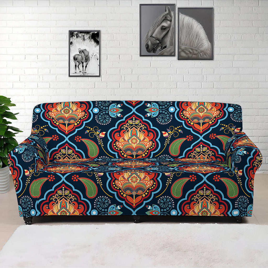 Indian Floral Paisley Pattern Print Sofa Cover