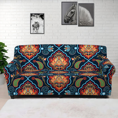 Indian Floral Paisley Pattern Print Sofa Cover