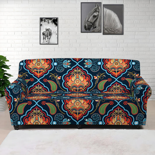 Indian Floral Paisley Pattern Print Sofa Cover