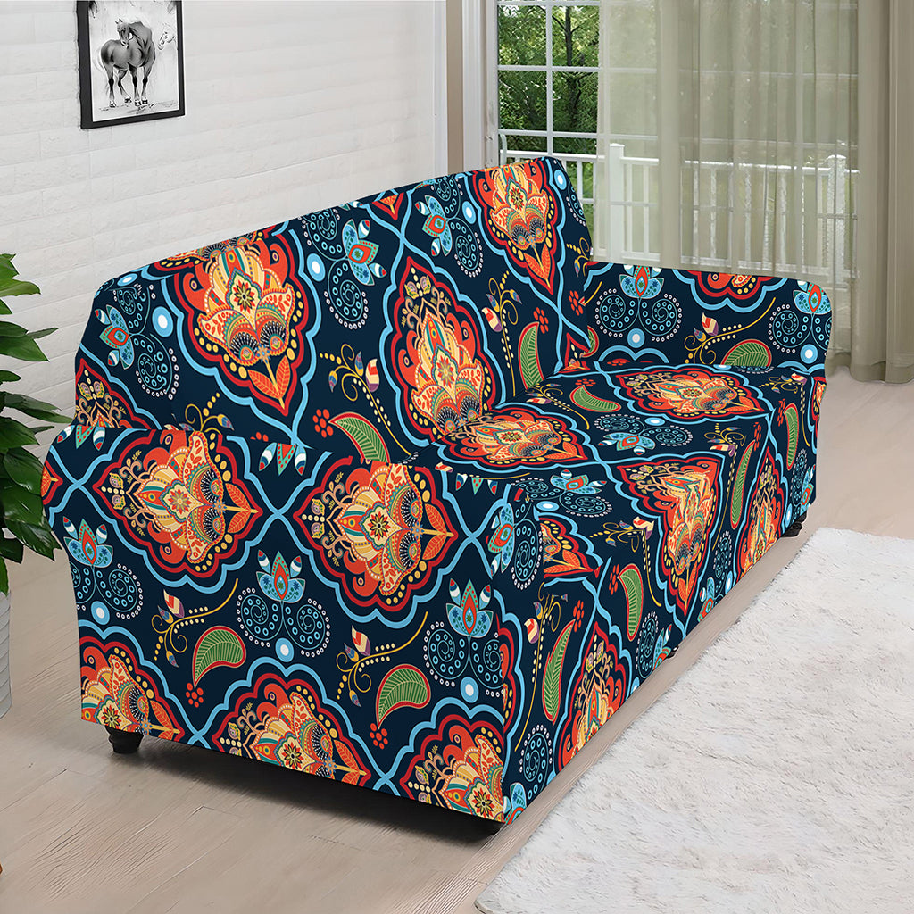 Indian Floral Paisley Pattern Print Sofa Cover