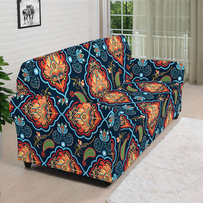 Indian Floral Paisley Pattern Print Sofa Cover