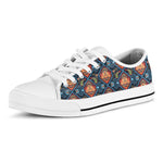 Indian Floral Paisley Pattern Print White Low Top Shoes
