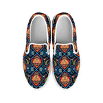 Indian Floral Paisley Pattern Print White Slip On Shoes