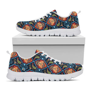 Indian Floral Paisley Pattern Print White Sneakers