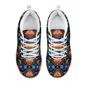 Indian Floral Paisley Pattern Print White Sneakers