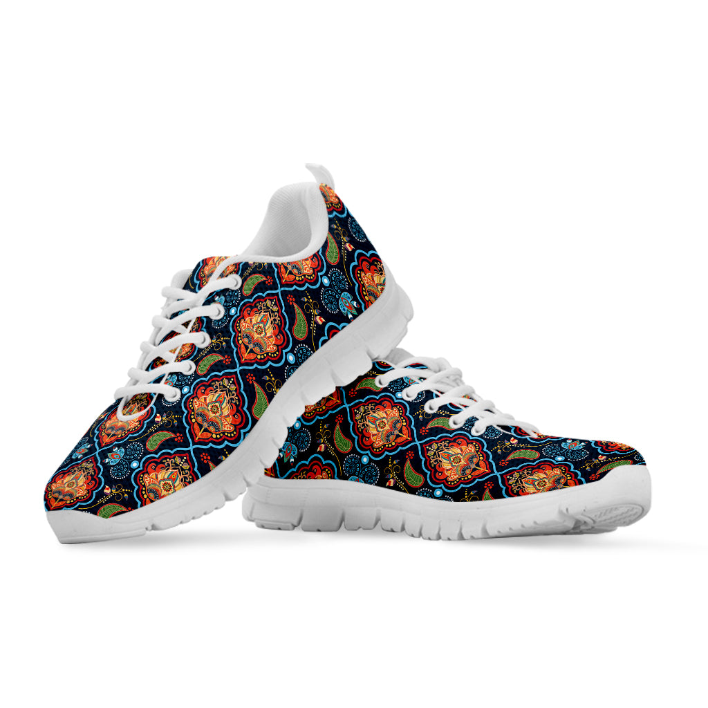 Indian Floral Paisley Pattern Print White Sneakers