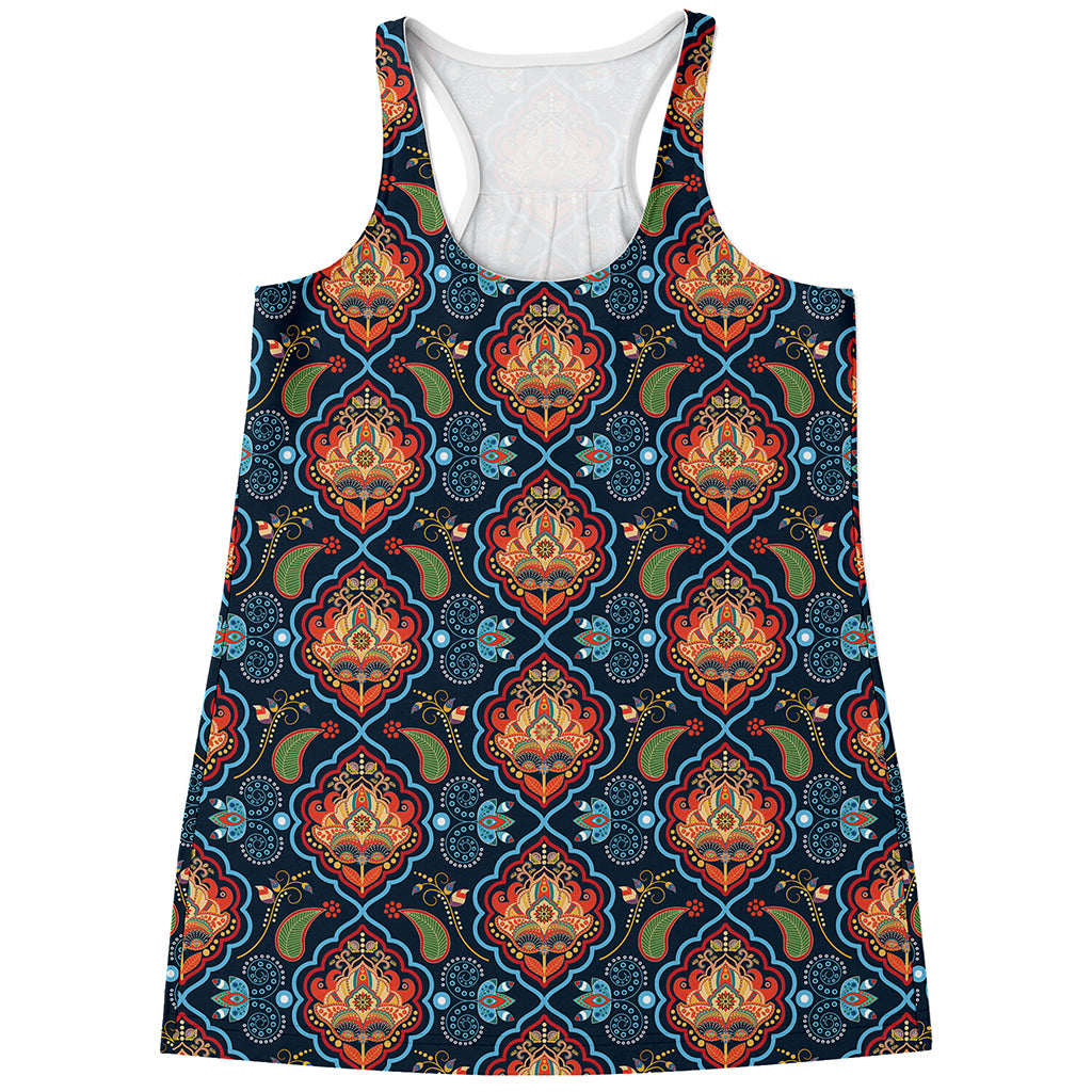 Indian Floral Paisley Pattern Print Women's Racerback Tank Top