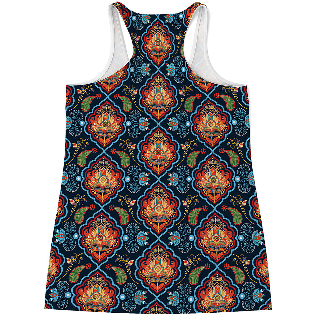 Indian Floral Paisley Pattern Print Women's Racerback Tank Top