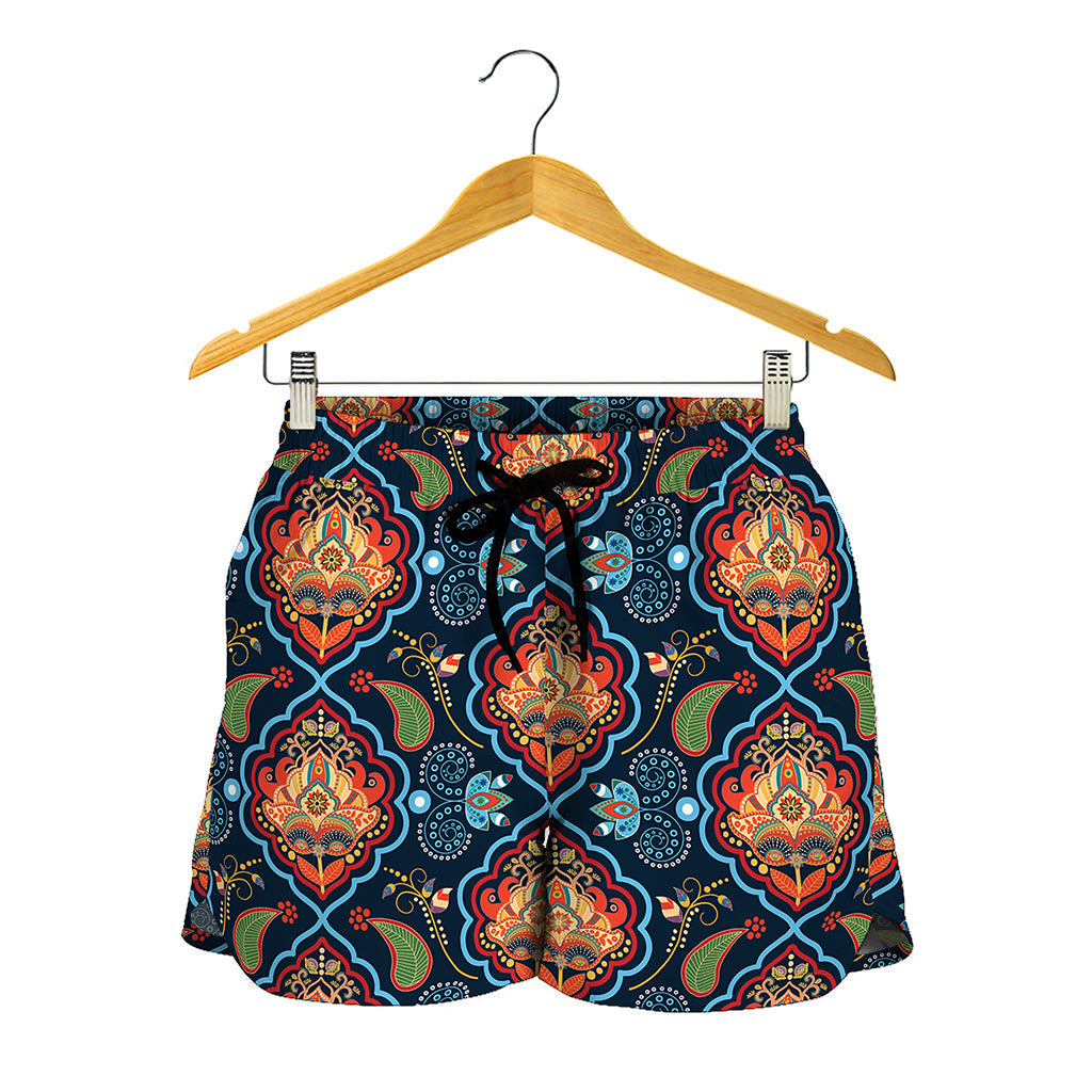 Indian Floral Paisley Pattern Print Women's Shorts