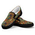 Indian Floral Patchwork Pattern Print Black Slip On Sneakers