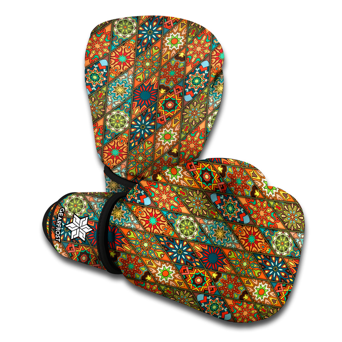 Indian Floral Patchwork Pattern Print Boxing Gloves