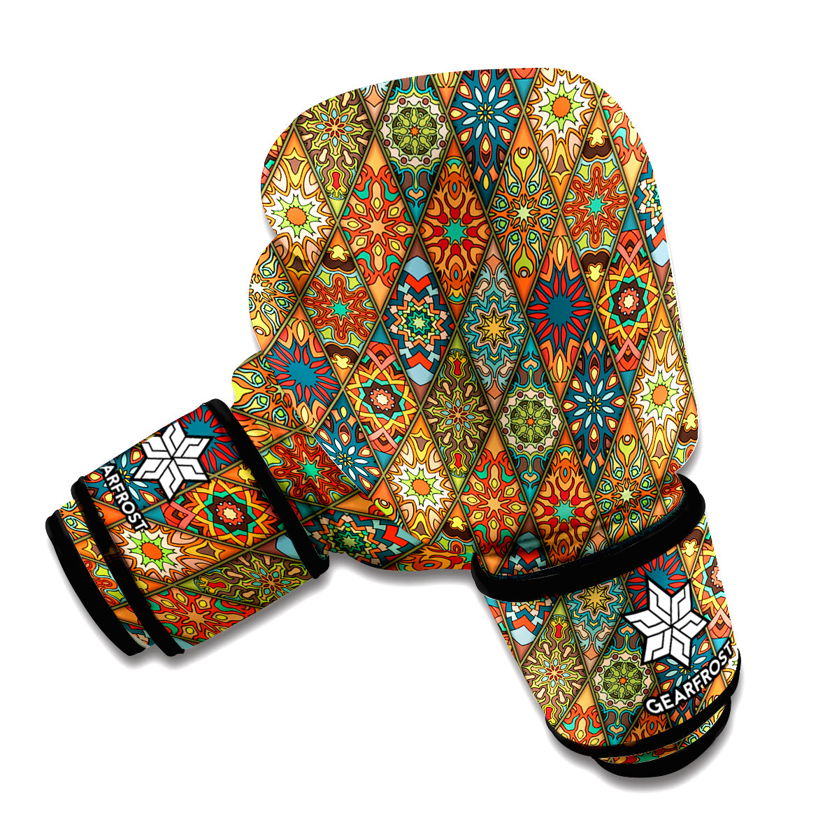 Indian Floral Patchwork Pattern Print Boxing Gloves