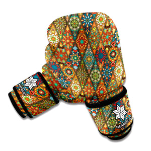 Indian Floral Patchwork Pattern Print Boxing Gloves