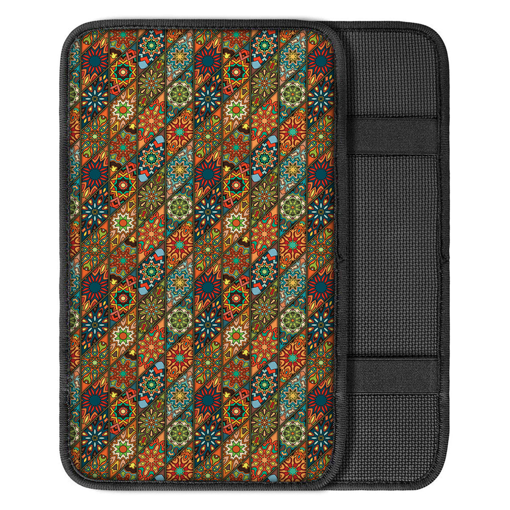 Indian Floral Patchwork Pattern Print Car Center Console Cover