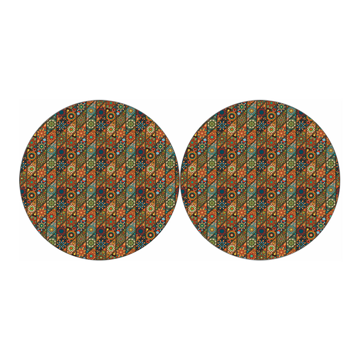 Indian Floral Patchwork Pattern Print Car Coasters