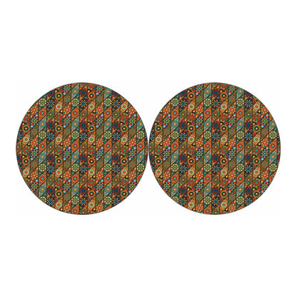 Indian Floral Patchwork Pattern Print Car Coasters