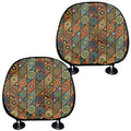 Indian Floral Patchwork Pattern Print Car Headrest Covers